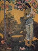 Paul Gauguin Woman holding flowers oil